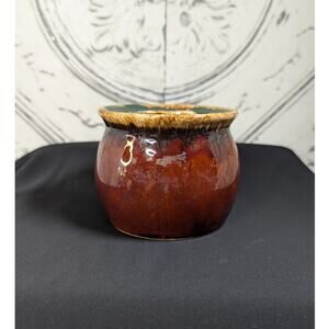 Brown Drip Glazed Stoneware Crock Marked “Oven Proof” & “USA”, No Lid, Pre-Owned